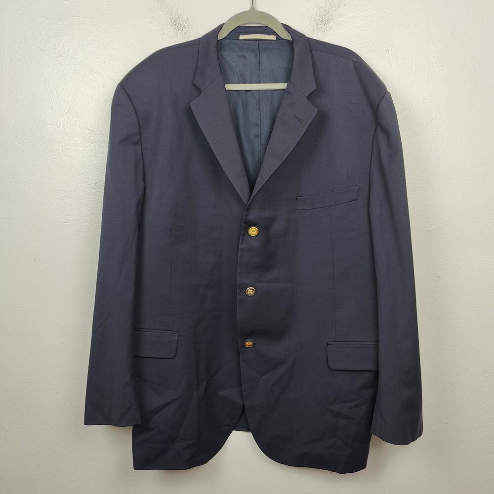 Burberry London Blazer Mens 52 US 42 Navy Blue 100%‎ Wool 3 Button Jacket Suit